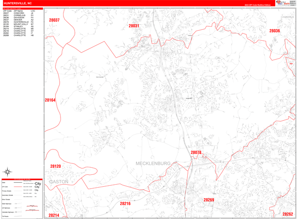 Huntersville City Map Book Red Line Style