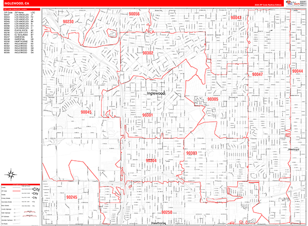 Inglewood Map Red Line Style
