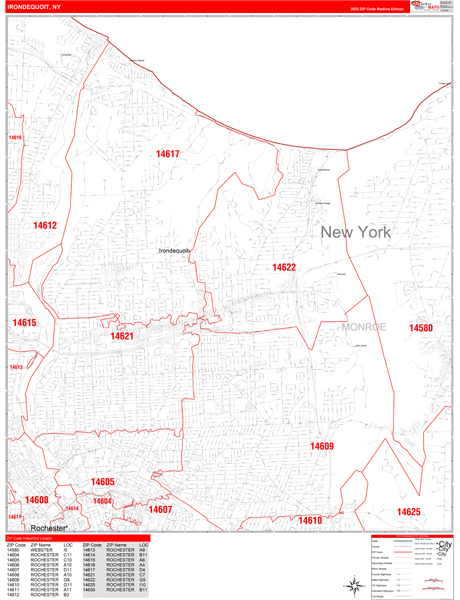 Irondequoit City Digital Map Red Line Style