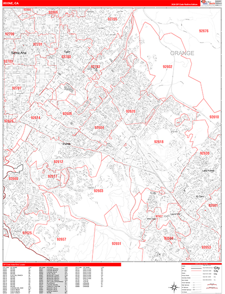 Irvine Map Red Line Style