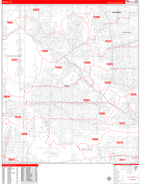 Irving City Map Book Red Line Style
