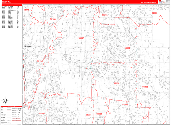 Kent, WA Zip Code Map