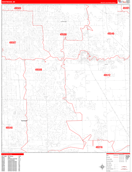 Kentwood City Map Book Red Line Style