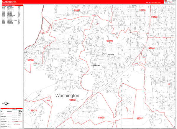 Lakewood, WA Zip Code Map