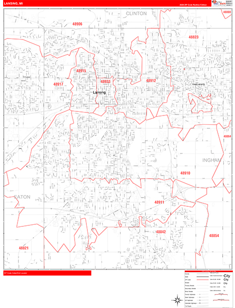 Lansing, MI Zip Code Map