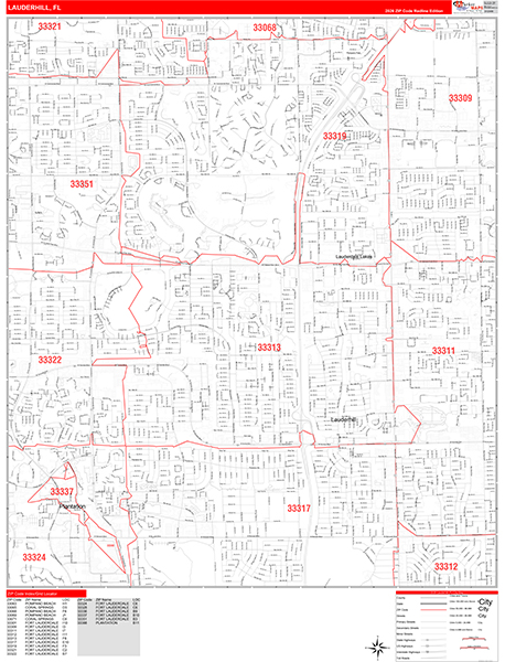 Lauderhill, FL Zip Code Map