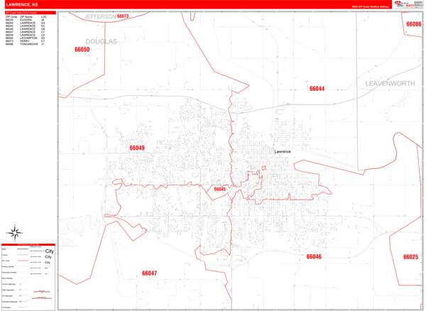 Lawrence City Map Book Red Line Style