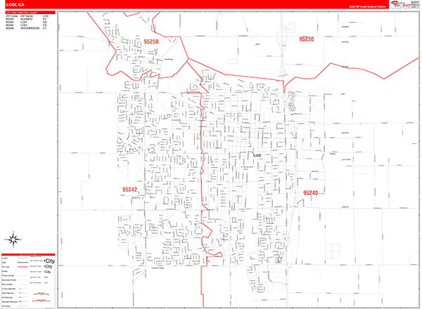 Lodi Map Red Line Style