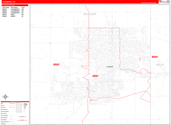 Longmont City Map Book Red Line Style