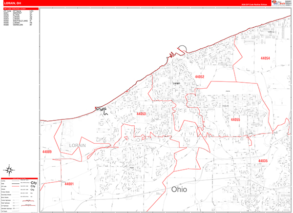 Lorain, OH Zip Code Map