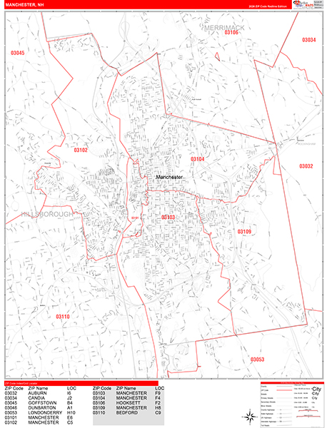 Manchester City Wall Map Red Line Style