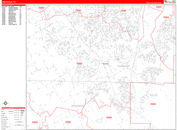 Mansfield, TX Zip Code Map