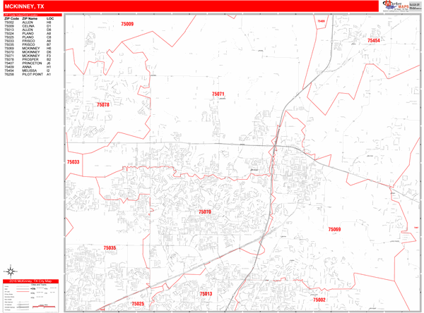 McKinney City Map Book Red Line Style