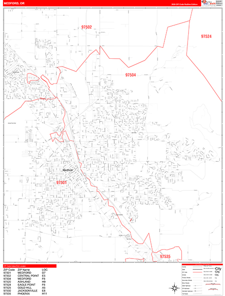 Medford, OR Zip Code Map