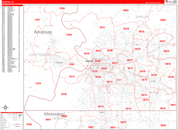 Memphis City Map Book Red Line Style
