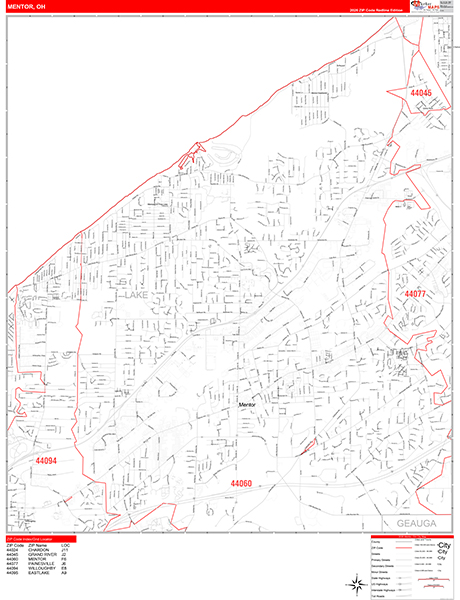 Mentor, OH Zip Code Map