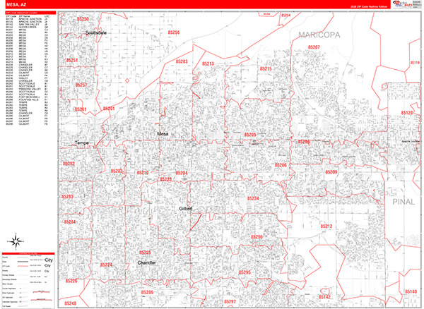 Mesa, AZ Zip Code Map