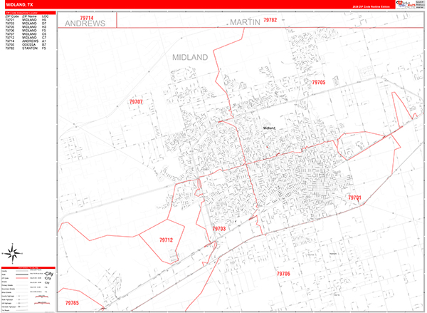 Midland, TX Zip Code Map