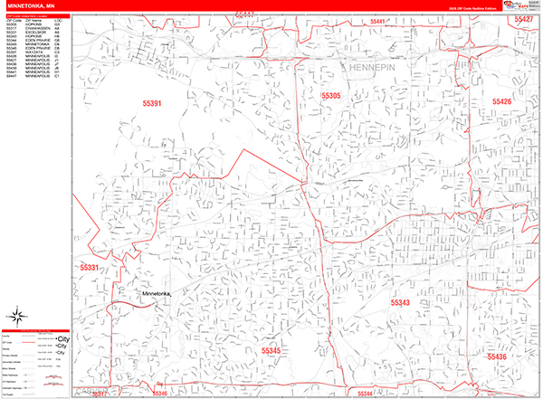 Minnetonka, MN Zip Code Map