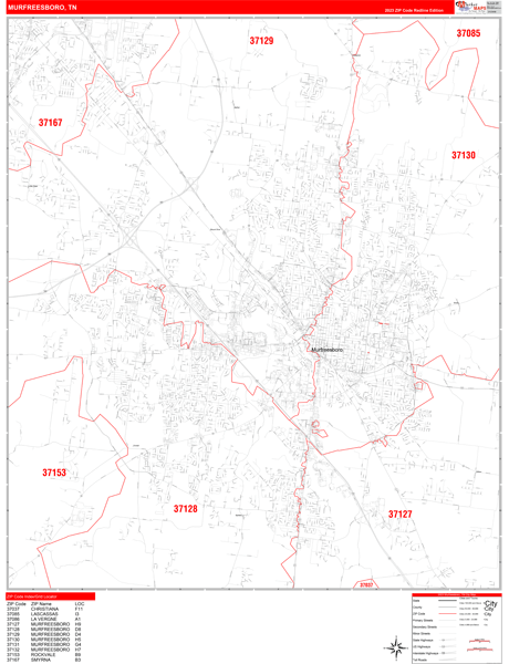 Murfreesboro City Map Book Red Line Style