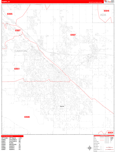 Nampa City Map Book Red Line Style