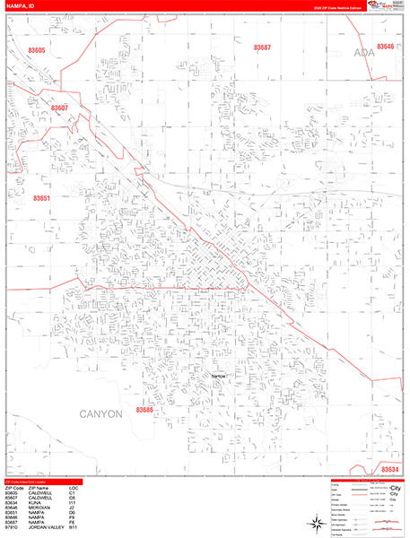 Nampa, ID Zip Code Map