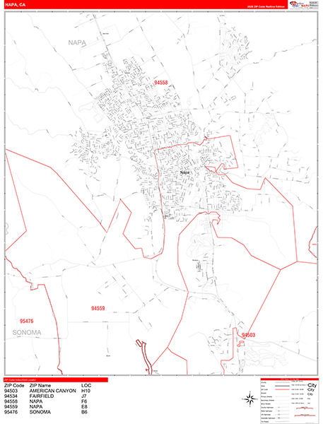 Napa Map Red Line Style