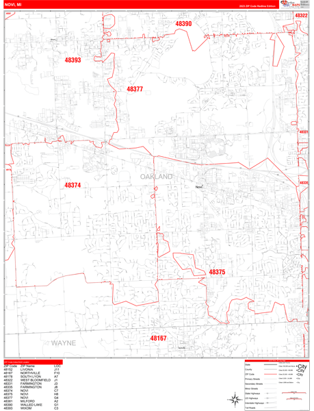 Novi City Map Book Red Line Style