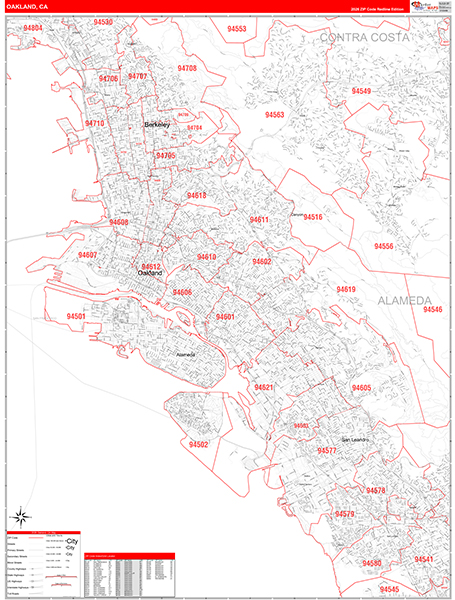Oakland Map Red Line Style