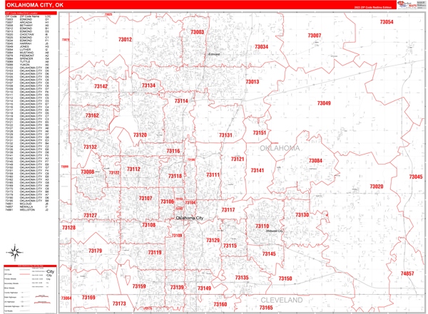 Wall Maps Of Oklahoma City Oklahoma