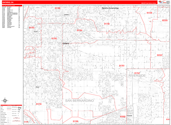 Ontario Map Red Line Style