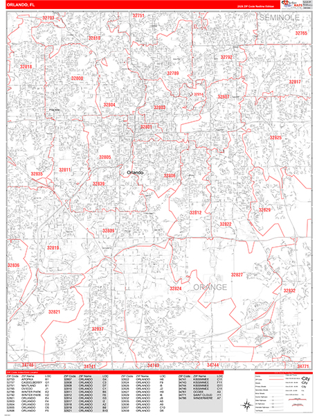 Orlando, FL Zip Code Map