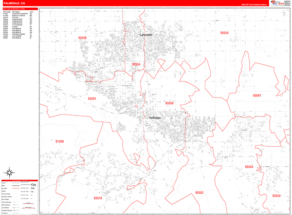 Palmdale Map Red Line Style