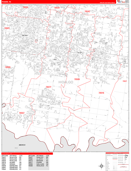 Pharr, TX Zip Code Map