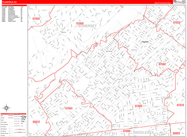Plainfield, NJ Zip Code Map