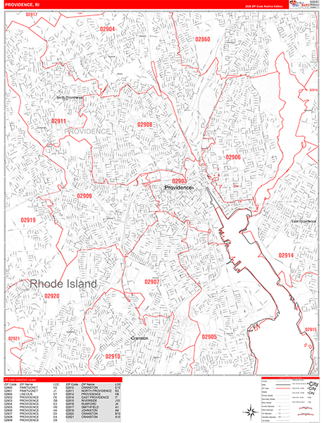 Providence, RI Zip Code Map