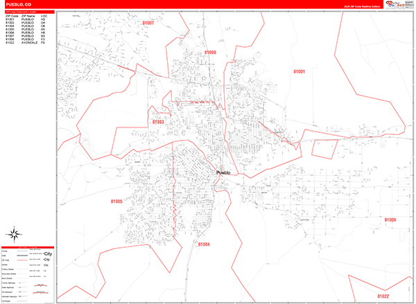Pueblo, CO Zip Code Map