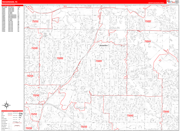 Richardson, TX Zip Code Map