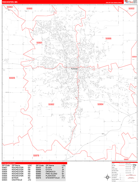 Rochester, MN Zip Code Map