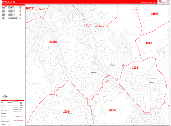 Rockville City Map Book Red Line Style