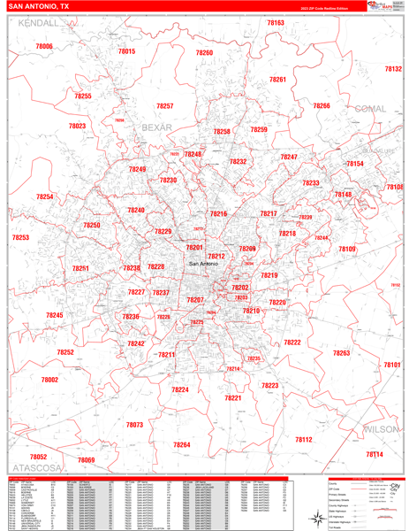 San Antonio Zip Code Map Printable