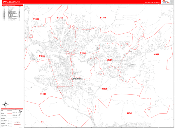 Santa Clarita California Zip Code Maps - Basic