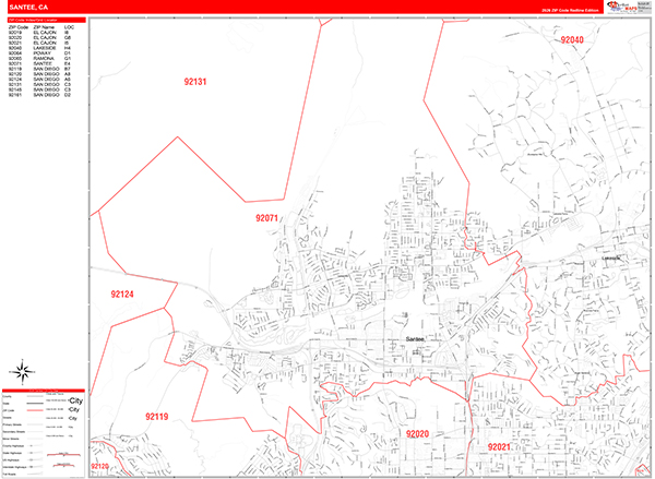 Santee Map Red Line Style