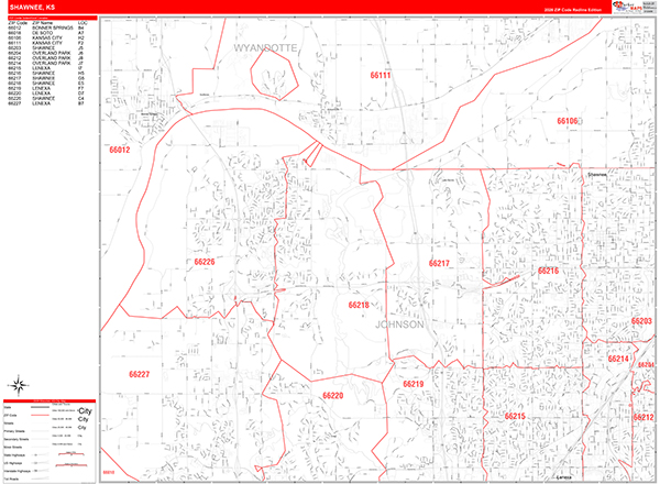 Shawnee, KS Zip Code Map
