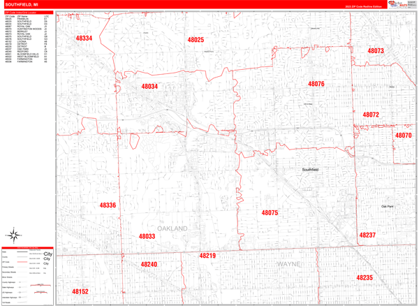 Southfield City Map Book Red Line Style