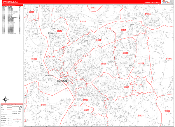 Springfield, MA Zip Code Map