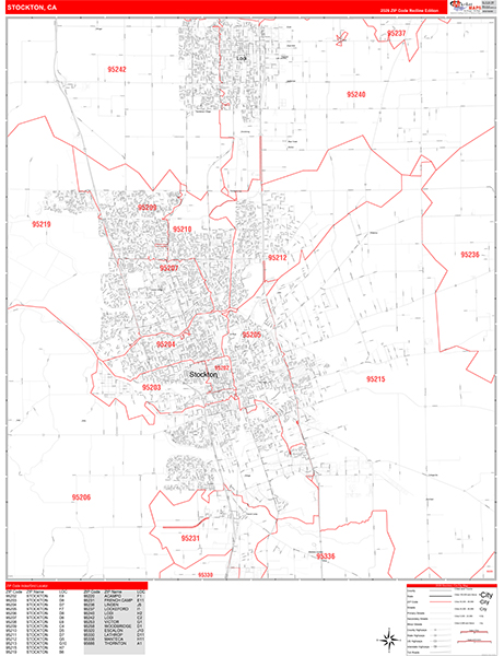 Stockton Map Red Line Style