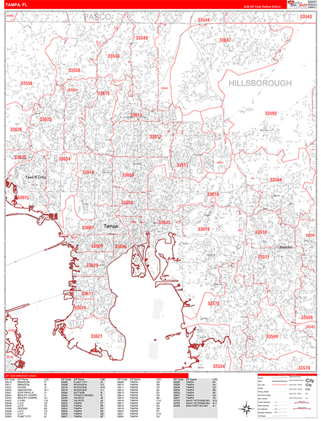 Tampa, FL Zip Code Map