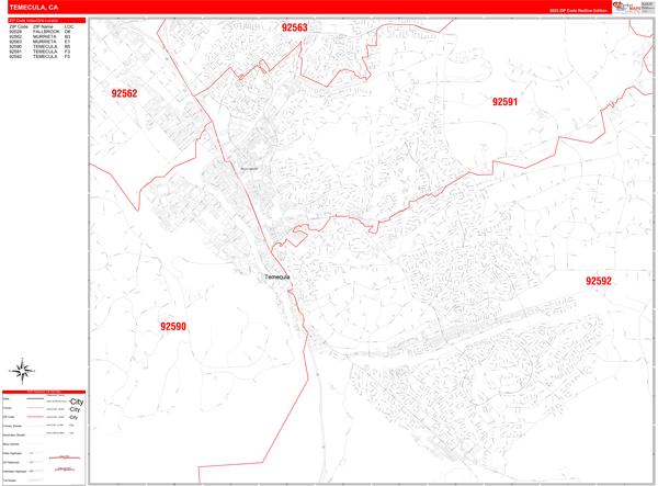 Temecula City Digital Map Red Line Style