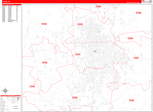 Tyler City Map Book Red Line Style